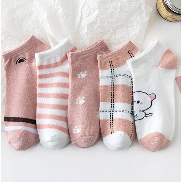 5 Pairs Women's Cute Ankle Socks - Picture 2 of 7